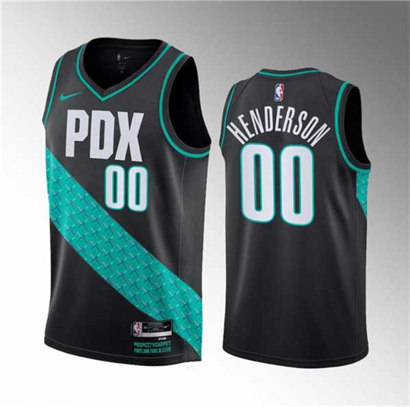 Men%27s Portland Trail Blazers #00 Scoot Henderson Black 2023 Draft City Edition Stitched Basketball Jersey Dzhi->portland trailblazers->NBA Jersey